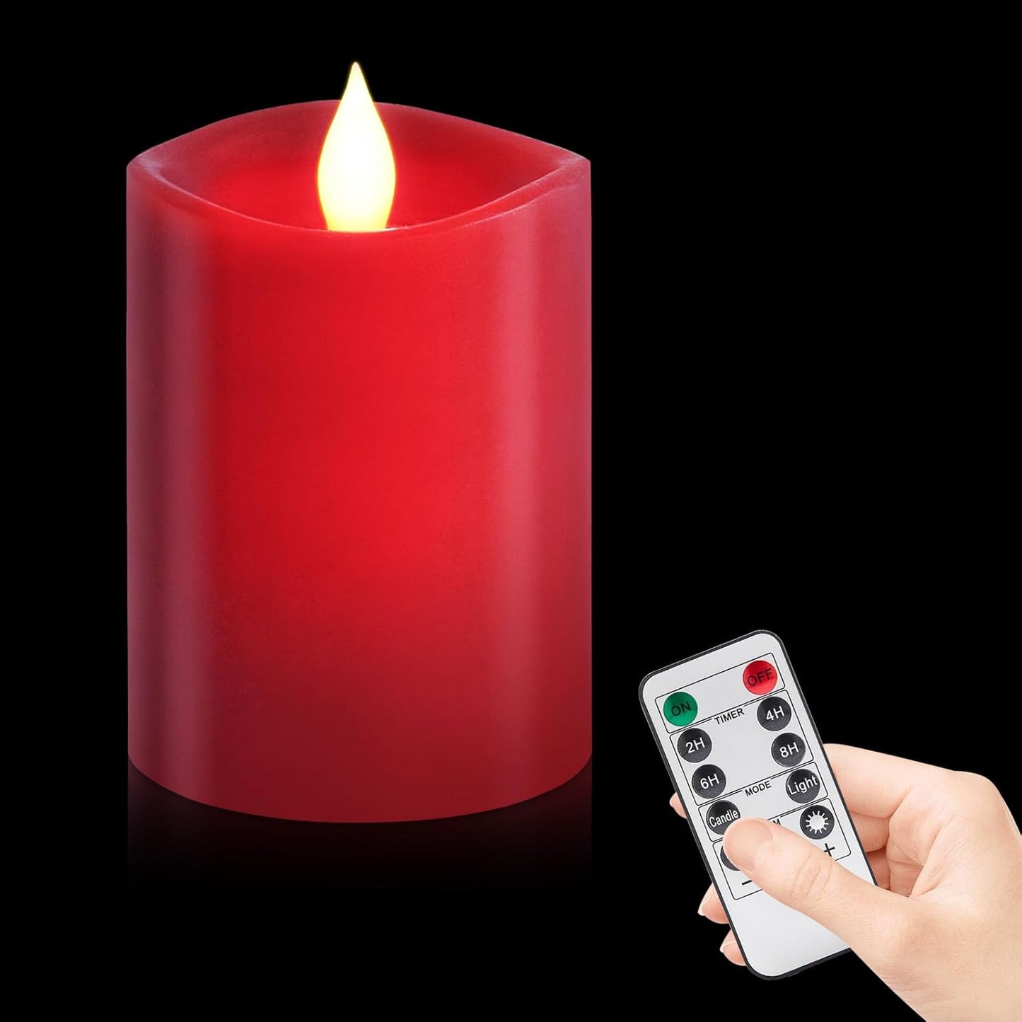3"x4" Flickering Flameless Battery Candles with Timer, White Realistic LED Pillar Candles, Set of 2 Large Remote-Operated Candles for Home Indoor/Outdoor & Holiday Decor