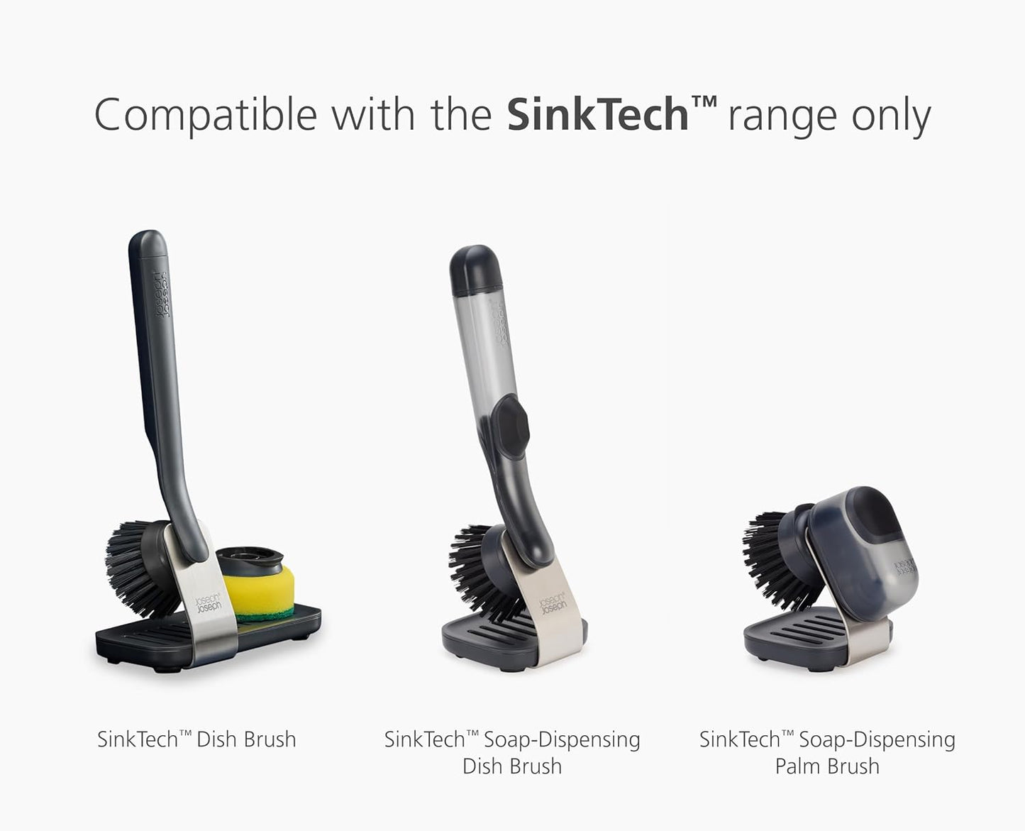 Joseph Joseph SinkTech Dish Brush with Replacement Head, Durable Bristles, Easy to Replace