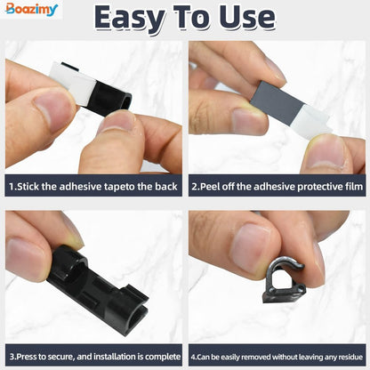 Self Adhesive Cable Clips 60 Pcs, 7.5mm Black Wire Holders with Strong Adhesive, Cord Management Organizer for Under Desk Wall TV PC Ethernet Cable