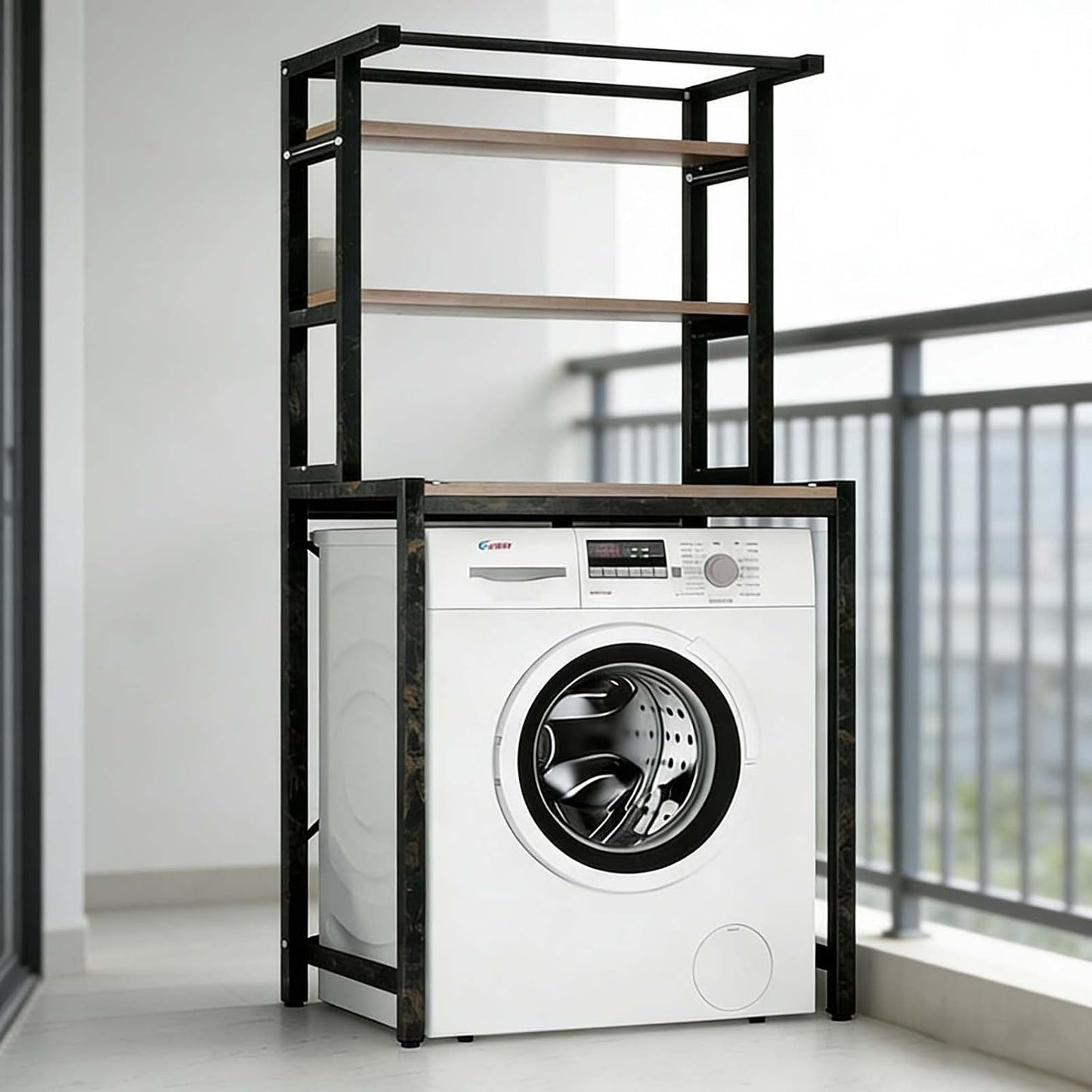 Over Washer Storage Organizer Shelf, Practical Laundry and Bathroom Storage Solution(White,Two Layers)