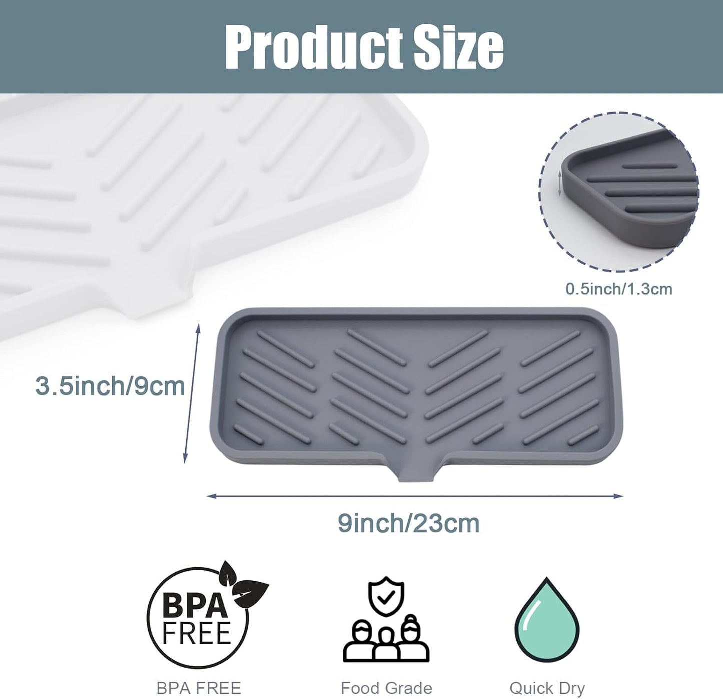 Kitchen Soap Tray, XIACIBDUS 2PCS Silicone Sink Sponge Holder, Soap Holder for Kitchen Sink with Drain Spout, Bath Tray Caddy Soap Tray for Kitchen Counter Bathroom Dish Scrubber(Big)