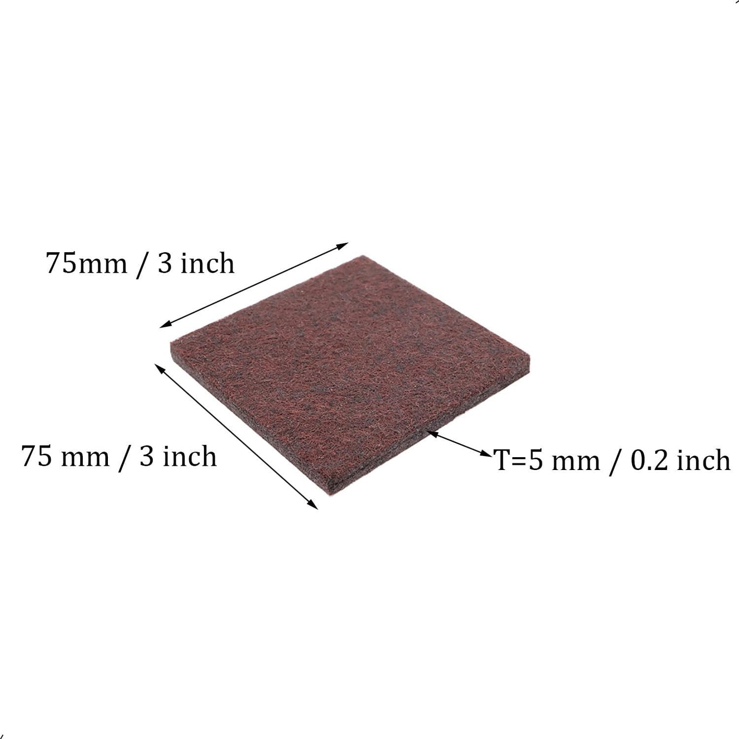 6Pcs Square Felt Furniture Pads, 3 inch x 3 inch Self Adhesive Cuttable Anti Scratch Floor Protectors for Furniture Legs Hardwood Floor, Brown, 75mm