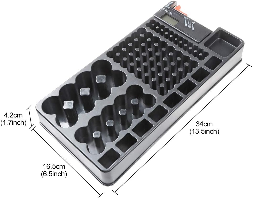 Battery Organizer Storage Case w Tester-110 Batteries Holder Box for AAA, AA, 9V, C, D and Button Battery