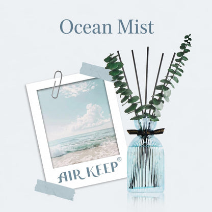 Airkeep Reed Diffuser Set 6.76 oz – Cherry Blossom Home Fragrance with Eucalyptus Sticks – Decorative Glass Bottle for Bathroom, Bedroom & Living Room Décor – Gift Ready