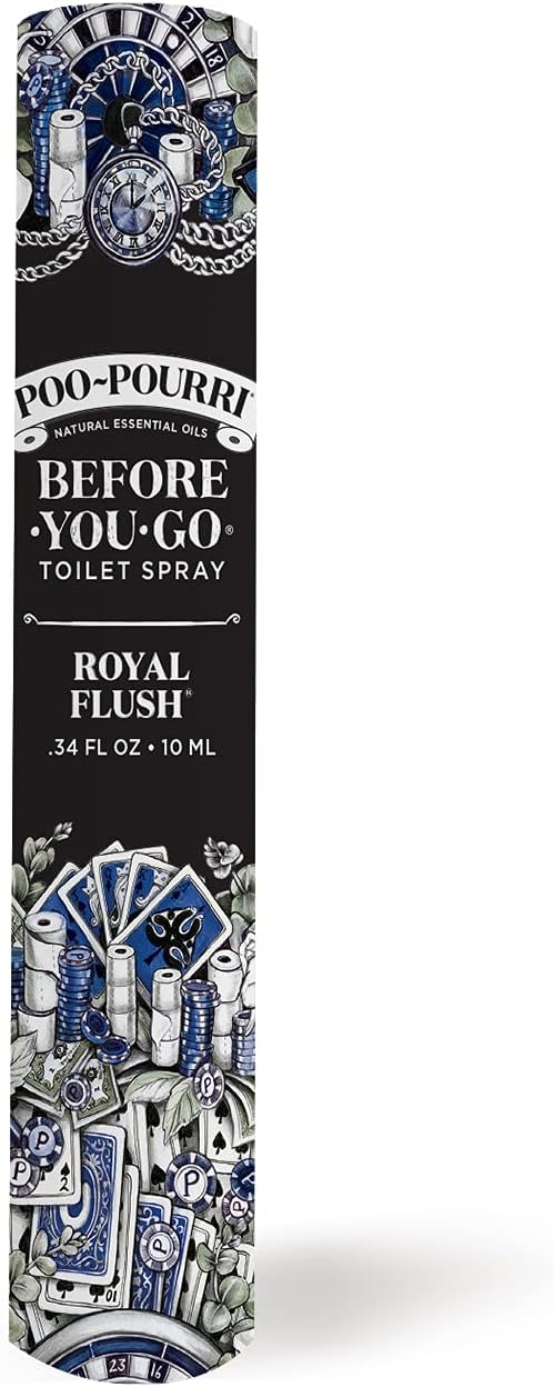Poo-Pourri Before-You-Go Pocket Toilet Spray, Travel Essentials, Royal Flush, 1 Fl Oz, Up to 50 Uses, On-The-Go Bathroom Odor Deodorizer with Essential Oils, TSA Approved Size, Eucalyptus & Spearmint