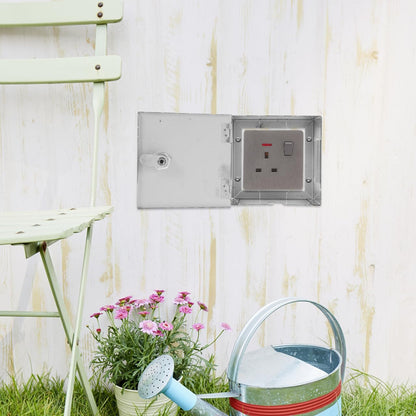 Heavy Duty Stainless Steel Weatherproof Electrical Outlet Security Box Lockable Theft Socket Cover for Outdoor Use Design Easy DIY Installation Robust