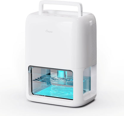 Crane Small Dehumidifier For Bathroom with Auto Shut-Off, 70 OZ Dehumidifier For Closet, Basement, RV & Closet, Optional Ambient Light, Dehumidifiers For Bedroom, Quiet Moisture Removal, 3 Day Tank