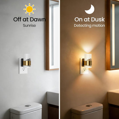 LED Night Light, Dimmable Night Lights Plug into Wall [1-Pack], Acrylic Motion Sensor Nightlight, Adjustable Wall Lights for Bathroom, Hallway, Living Room, 3000K Warm White