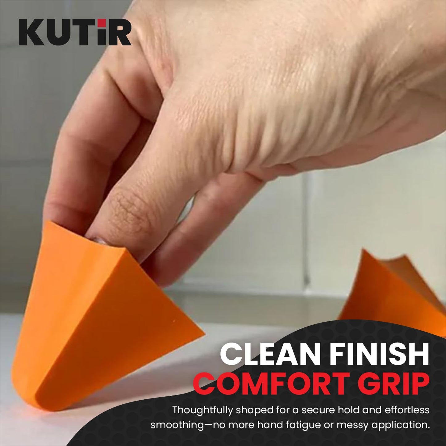 Kutir 2 PCS Silicone Caulking Tool Kit – Reusable Sealant Finishing Tools for Smooth Caulk Application, Grout Spreader & Joint Sealing for Kitchen, Bathroom, Window – 4/6/10/16mm