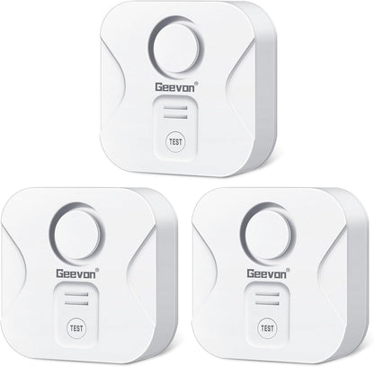 Geevon 2 Pack Water Leak Detectors for Home, 100dB Water Sensor Alarm Flood Leakage Detection Devices for Bathroom, Basements, Laundry Rooms, Kitchen, IP56 Waterproof(Battery＆Screwdriver Included)
