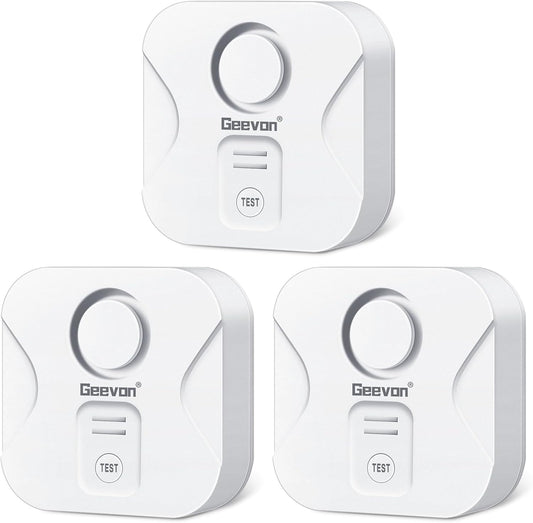 Geevon 2 Pack Water Leak Detectors for Home, 100dB Water Sensor Alarm Flood Leakage Detection Devices for Bathroom, Basements, Laundry Rooms, Kitchen, IP56 Waterproof(Battery＆Screwdriver Included)