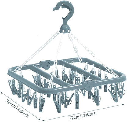 Clip and Drip Hanger Clothes Hanger Drying Rack 32 Clips (Blue)
