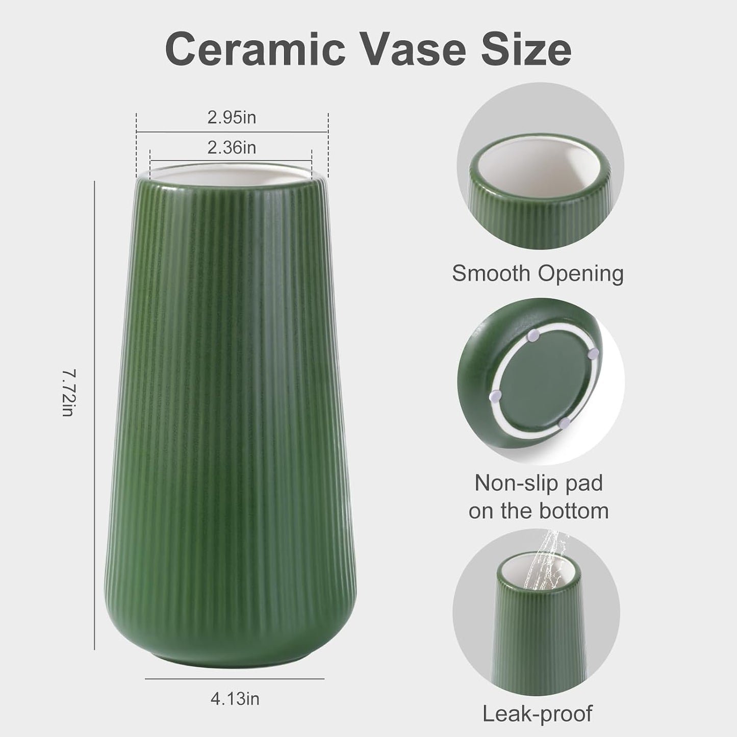 White Ceramic Vase, GUKJOB Small Cute Flower Vase for Pampas Grass, Home, Living Room, Dining Table, Farmhouse, Office Decor, Bedroom, Table, and Kitchen Shelf (White- 2PCS)