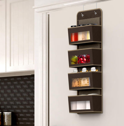 Simple Houseware 6 Clear Window Pocket Over Closet Door Storage Hanging Organizer for Bedroom, Bathroom, Pantry, Beige