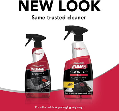 Weiman 22 Fl Oz Cooktop Cleaning Spray & Microfiber Cloth – Cooktop & Oven Cleaner for Streak & Residue Free - Non-Abrasive Degreaser Safe for Glass & Ceramic