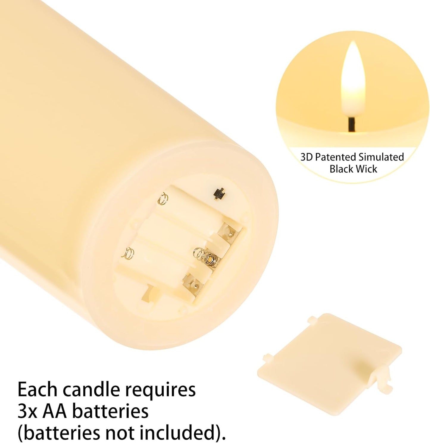Blue Flameless Candles with Remote, Real Wax Glass Battery Operated Candles with Timer, LED Pillar Candle for Bedroom Home Wedding Birthday Party Fall Halloween Christmas Decorations, Set of 3
