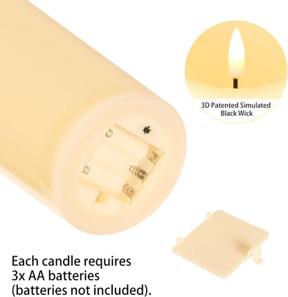 Blue Flameless Candles with Remote, Real Wax Glass Battery Operated Candles with Timer, LED Pillar Candle for Bedroom Home Wedding Birthday Party Fall Halloween Christmas Decorations, Set of 3