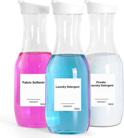 54 OZ Laundry Detergent Dispenser, Laundry Soap Dispenser, Liquid Laundry Detergent Container and Organizer, Clear Plastic Fabric Softener and Laundry Powder Dispenser for Laundry Room, 2Pack