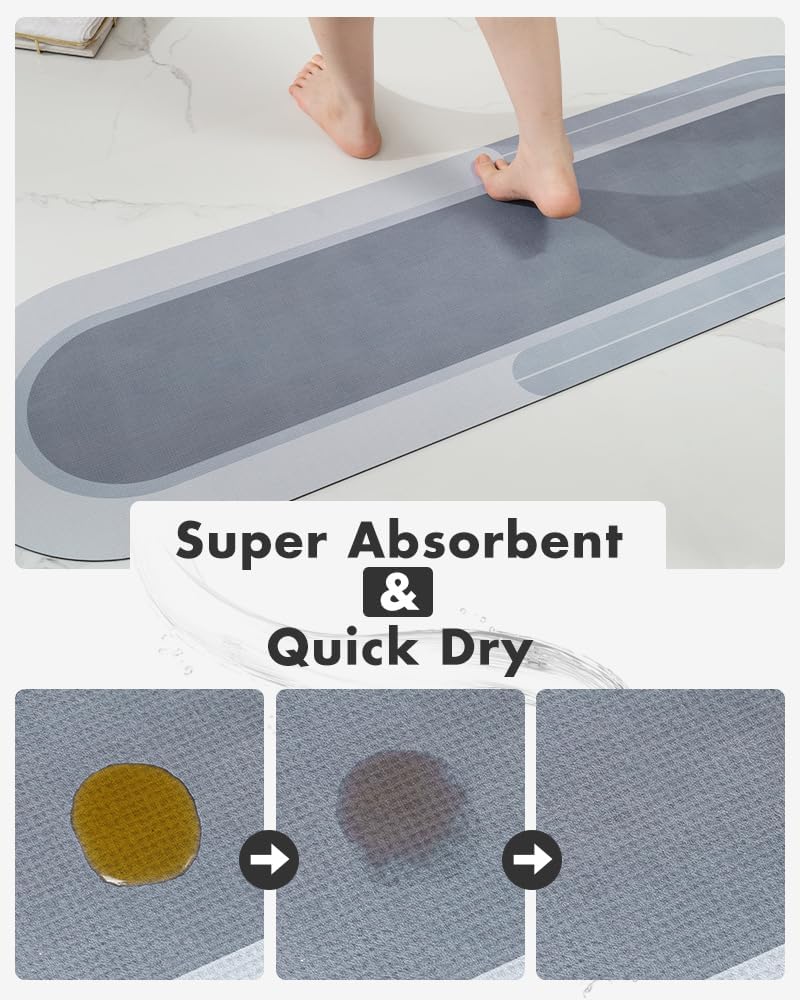 MontVoo Bath Mat - Non Slip, Quick Dry, Stain Resistant Bath Mat Rug for Bathroom Floor - Easy Care Shower Rug for Outside Bathtub - 17"x27" Grey