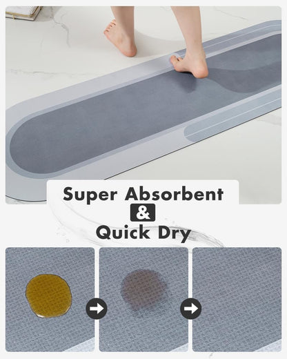 MontVoo Bath Mat - Non Slip, Quick Dry, Stain Resistant Bath Mat Rug for Bathroom Floor - Easy Care Shower Rug for Outside Bathtub - 17"x27" Grey