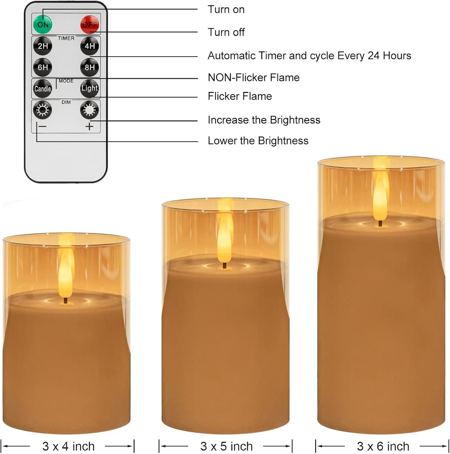 ANGELLOONG Flickering Flameless Candles, Realistic Battery Operated Candles with Remote and Timer, Set of 3 LED Candles for Room Fall Home Wedding Decor Centerpieces Table Party Valentines Decorations