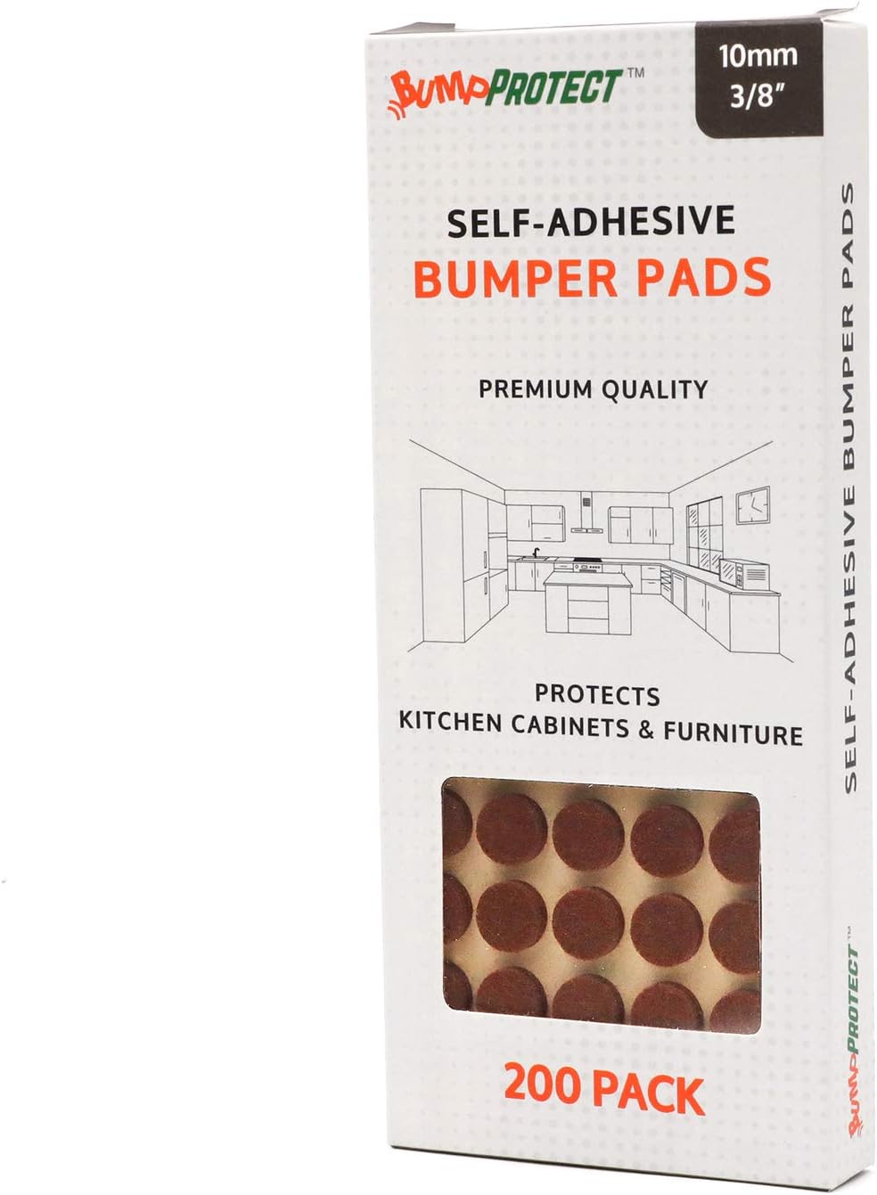 Furniture Felt Pads 3/8" (10mm) Diameter Round 3M Self Adhesive Protects Kitchen Cabinets, Drawers, Desks and Furniture Against Bumps and Scratches 100 Pack - Grey
