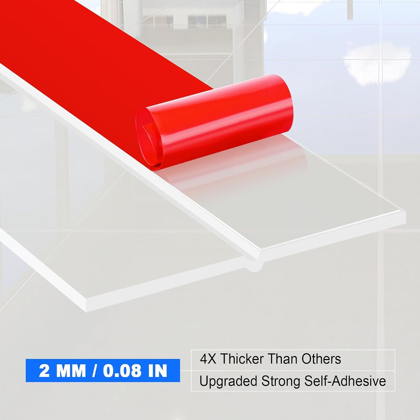 ToLanbbt Weather Stripping Silicone Door Seal Strip 2 in x 20 ft Door Draft Stopper Self Adhesive Door Draft Tape, Side & Bottom Gaps Insulation Strip for Glass Shower Door Sliding Door Window, Black