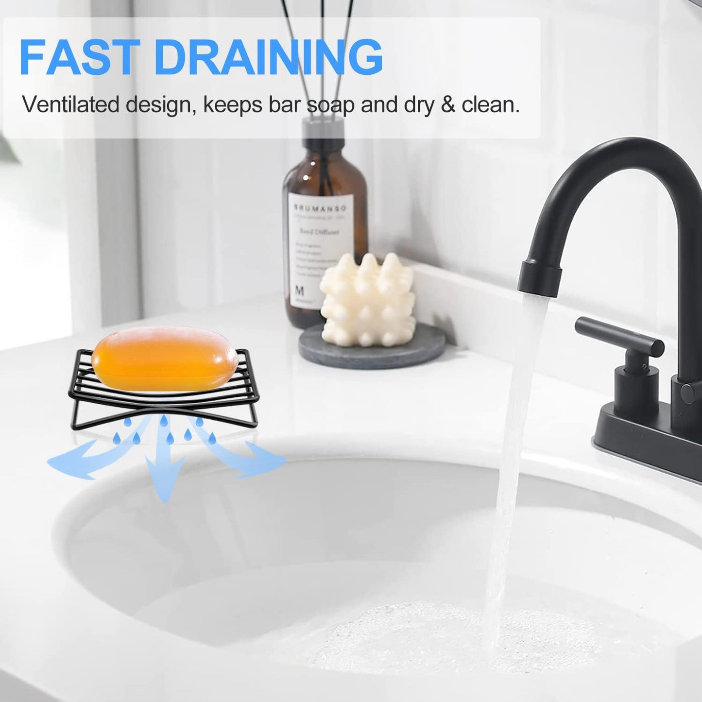 Soap Dish, Stainless Steel Bar Soap Holder for Shower, Self Draining Stand Soap Saver for Bathroom, Kicthen Sink and Countertop, Chrome 1-Pack