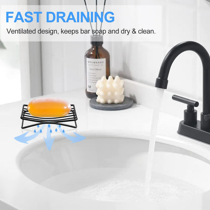 Soap Dish, Stainless Steel Bar Soap Holder for Shower, Self Draining Stand Soap Saver for Bathroom, Kicthen Sink and Countertop, Chrome 1-Pack