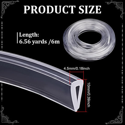 19.69ft Silicone U Channel Edge Trim Clear Door Seal Strip U Shape Silicone Weather Stripping Metal Edge Guard Protector Fit 3/32" for Sheet Metal Car Doors Hatches Table Corners