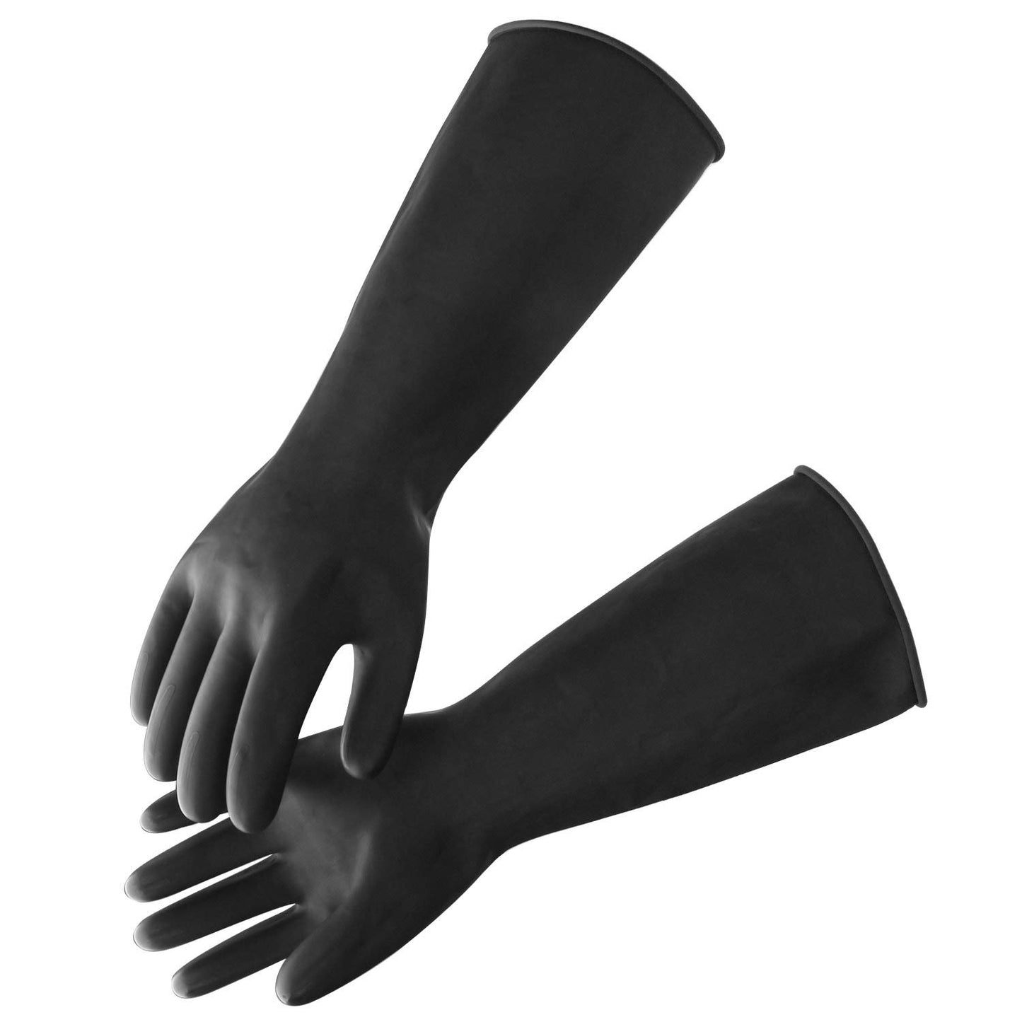 Black Rubber Gloves Extra Large, 22" Long Chemical Resistant Gloves, Waterproof Reusable Dishwashing Household Cleaning Safety Work Heavy Duty Industrial Rubber Glove, 1 Pair XXL