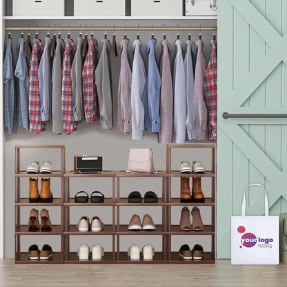Vertical Shoe Rack - Tall Narrow Shoe Rack Organizer for Small Spaces,5 Tier Bamboo Shoen Shelf for Entryway,Closet,Corner,Doorway,Skinny Shoe Shelf Space Saving Shoe Storage,Free Stackable DIY