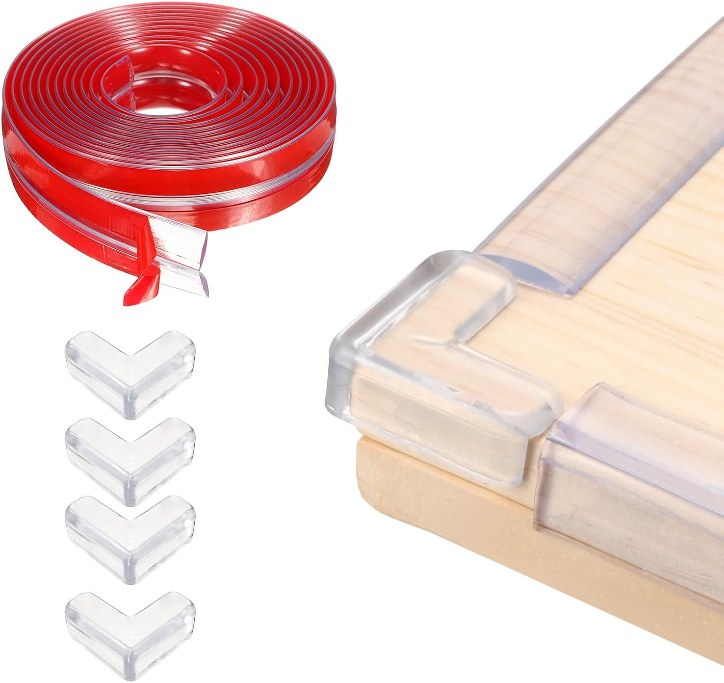 uxcell Edge Protector, 6.6ft (2M) x 0.4" (10MM) Clear Furniture Corner Guard PVC Strong Adhesive Proofing Edge Safety Bumpers with 4 Corners Guards for Table Cabinets