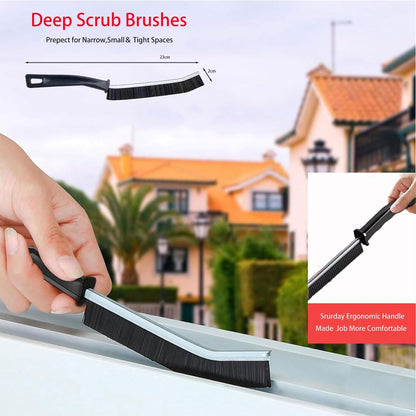 Hard Bristle Crevice Cleaning Brush.Multi-Purpose New Cleaning Brush Tool, Black Bristles with Ergonomic Grip Bathroom Gap Brush, Home, Kitchen, Bathroom, Faucets, Toilet,Window, Vehicle, (4)