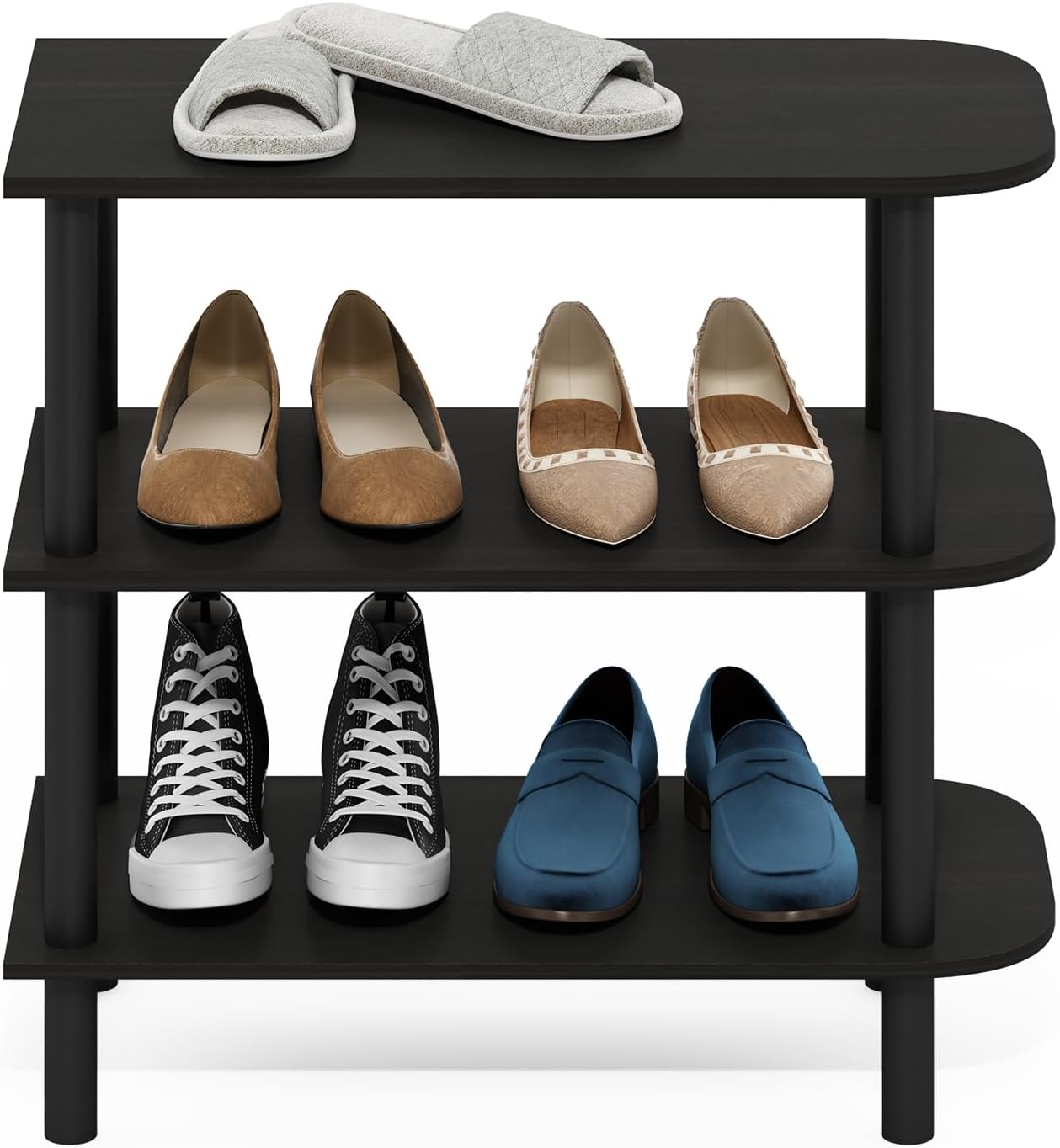 Furinno FANO Shoe Rack, 24-Inch Width 2-Tier Shoe Organizer, Stackable Shoes Storage, 11.7 x 24.2 x 11.7, for Closet Entryway, Office, Garage, Amber Pine