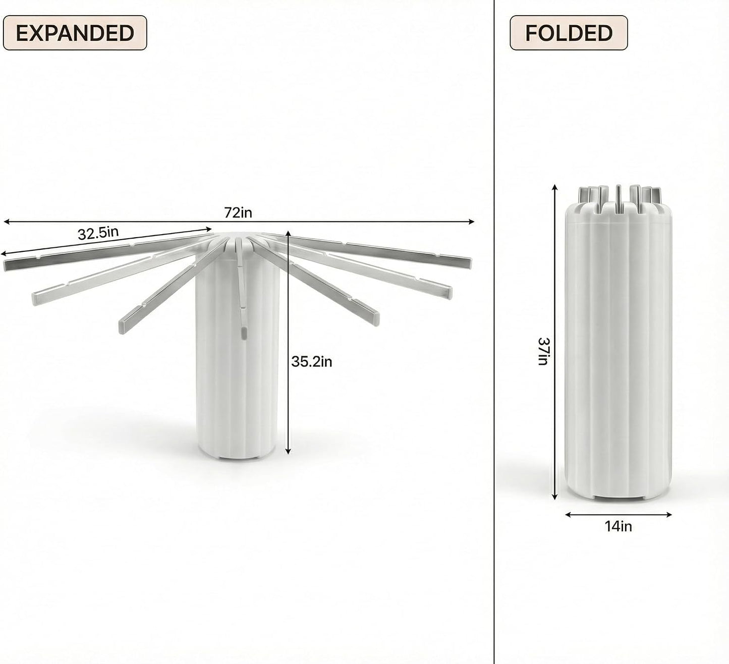 Wall-Mounted Drying Rack Clothing Foldable, Space-Saving Laundry Drying Rack with 7 Rods Perfect for Versatile Indoor and Outdoor Use in Apartment, Bathroom, RV, Balcony and Bedroom