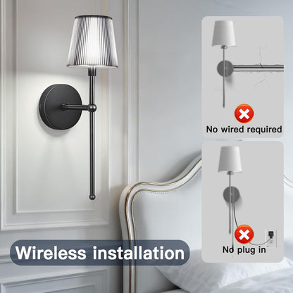 TaoFiaCo Battery Operated Wall Sconces Set of 2, Wireless Wall Sconce with Remote Dimmable Timer, Rechargeable 5200mAh, Cordless Wall Light for Bedroom Living Room, Hallway, Light Decor