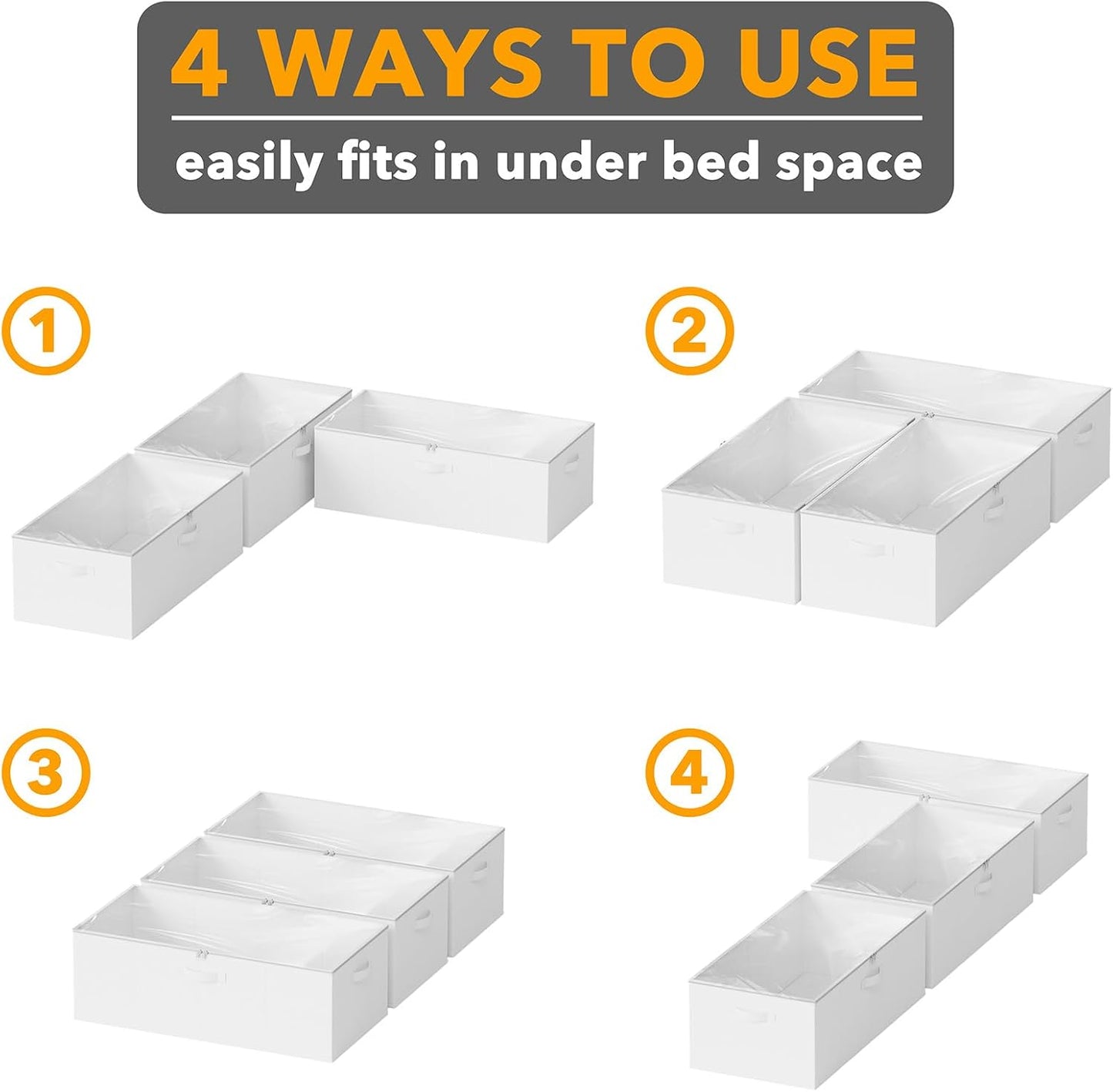 SpaceAid 3 Pack 10" High Under Bed Storage Containers, Large Underbed Storage Organizer Bins with Lids for Bedroom, Dorm, Clothes, Closet Organization, Bed Sheets and Blankets (Gray)