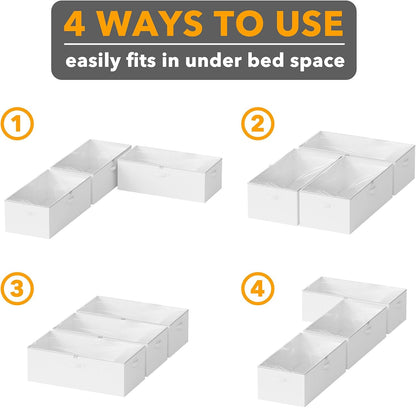 SpaceAid 3 Pack 10" High Under Bed Storage Containers, Large Underbed Storage Organizer Bins with Lids for Bedroom, Dorm, Clothes, Closet Organization, Bed Sheets and Blankets (Gray)