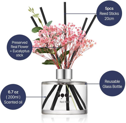 396 st. Rose Flower Reed Diffuser, Vanilla Lavender, 200ml(6.7oz) / Reed Diffuser Sets, Home Fragrance, Scented Oils, Home & Bathroom Décor