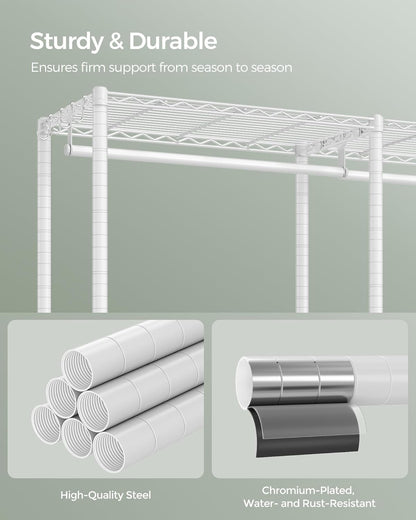 SONGMICS Heavy-Duty Clothes Rack, Garment Rack, Portable Closet, 68.7-Inch Wide Clothing Rack with Adjustable Mesh Shelves and Hanging Rails, Ink Black ULGR433B01