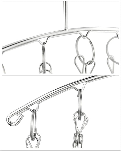 DurReus Reusable Stainless steel Drying Rack Laundry Drip Hanger 8 Clips Closet Organizer for Hanging Lingerie,Underwear,Clothes Disapers,Mitten,Socks,Hats,Bras,Skirts,Scaf
