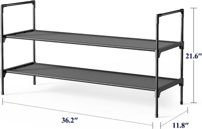 Kitsure Shoe Rack - 3-Tier Shoe Organizer, Shoe Rack for Closet, Entryway, Bedroom, Easy- Assembly Storage Shelf with Side Handles, 27.6" Wide - 3 Tiers, Grey