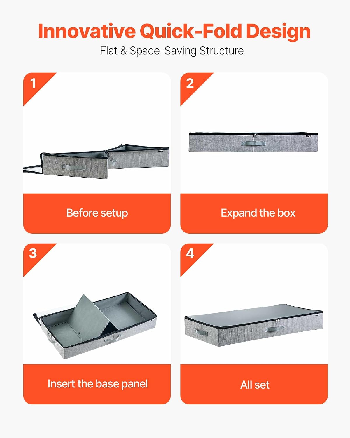 VEVOR Under Bed Storage with Wheels, 36.0 x 18.1 x 7.3 inch, Underbed Containers with Clear Lid, Underbed Shoe Organizer, Rolling Under the Bed Storage Bins for Clothes Shoes Blankets Bedroom, 2 Pack