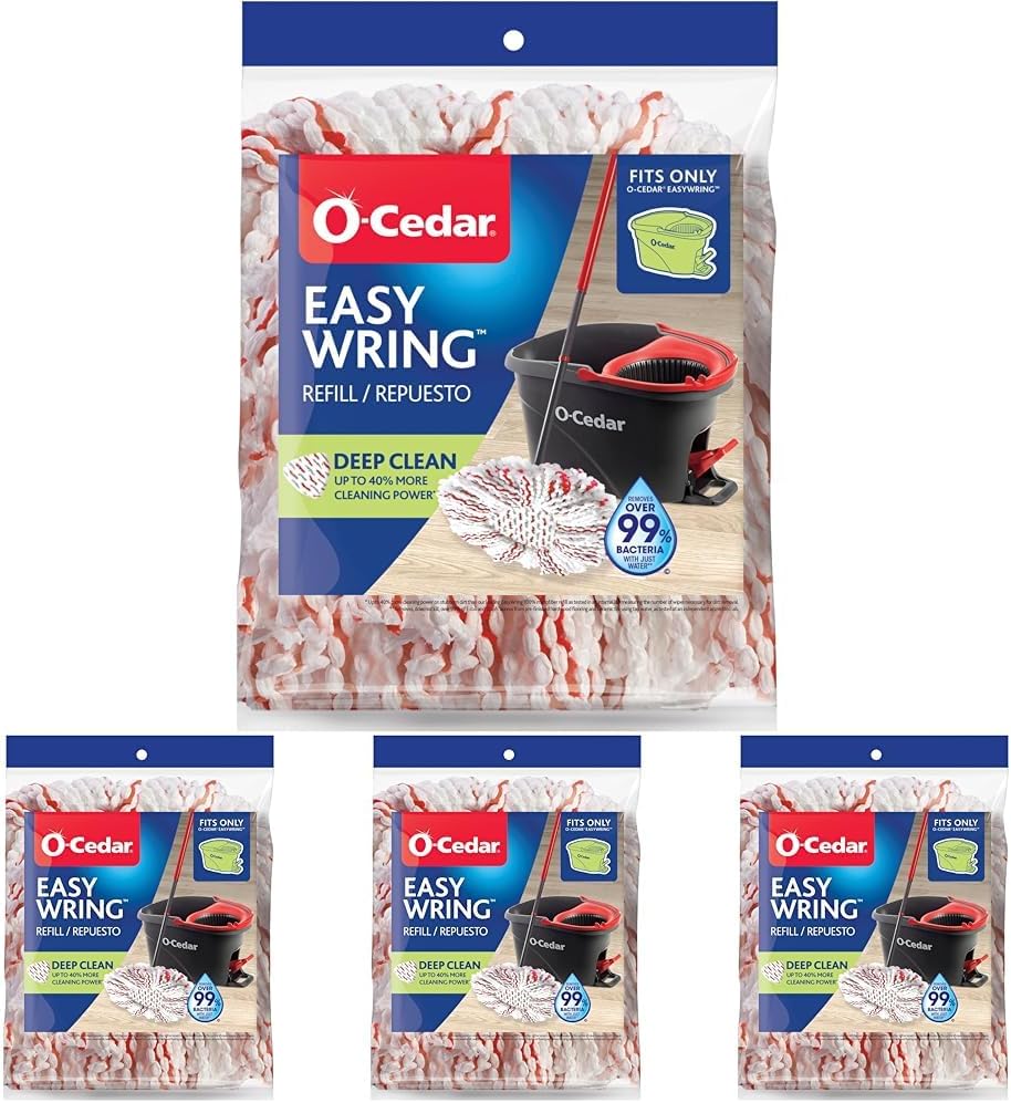 O-Cedar EasyWring Deep Clean Refill (1-Pack) | 40% More Cleaning Power | Microfiber Mop Refill Compatible with O-Cedar EasyWring Spin Mop & Bucket System