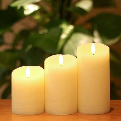 ANGELLOONG Flickering Flameless Candles, Realistic Battery Operated Candles with Remote and Timer, Set of 3 LED Candles for Room Fall Home Wedding Decor Centerpieces Table Party Valentines Decorations