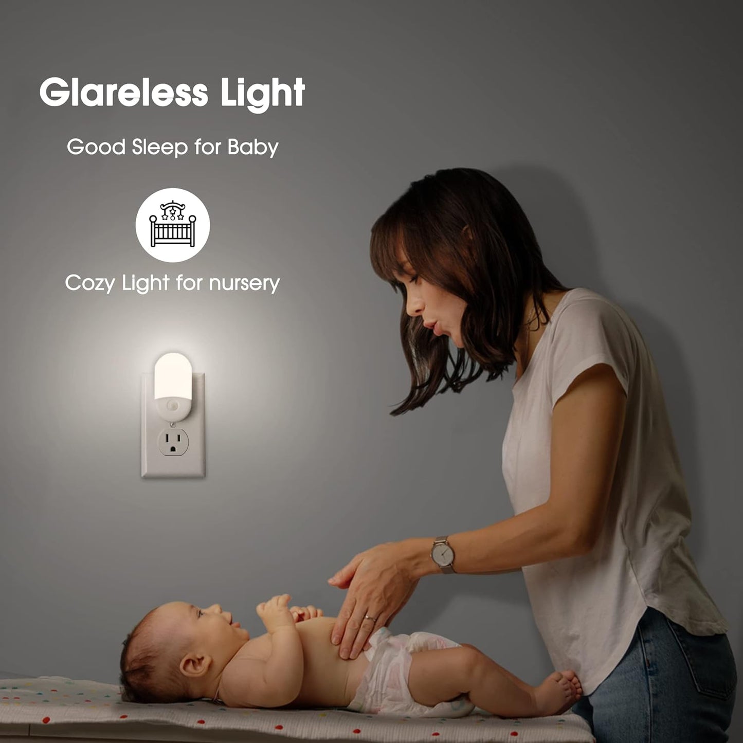 L LOHAS LED Night Lights Plug into Wall, [2 Pack] LED Dimmable Night Light with Light Sensors, 30/60LM Adjustable Brightness Nightlights, Soft White 3000K Automatic Night Light for Kid, Hallway