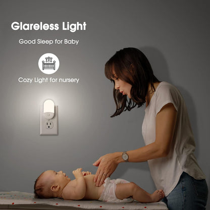 L LOHAS LED Night Lights Plug into Wall, [2 Pack] LED Dimmable Night Light with Light Sensors, 30/60LM Adjustable Brightness Nightlights, Soft White 3000K Automatic Night Light for Kid, Hallway