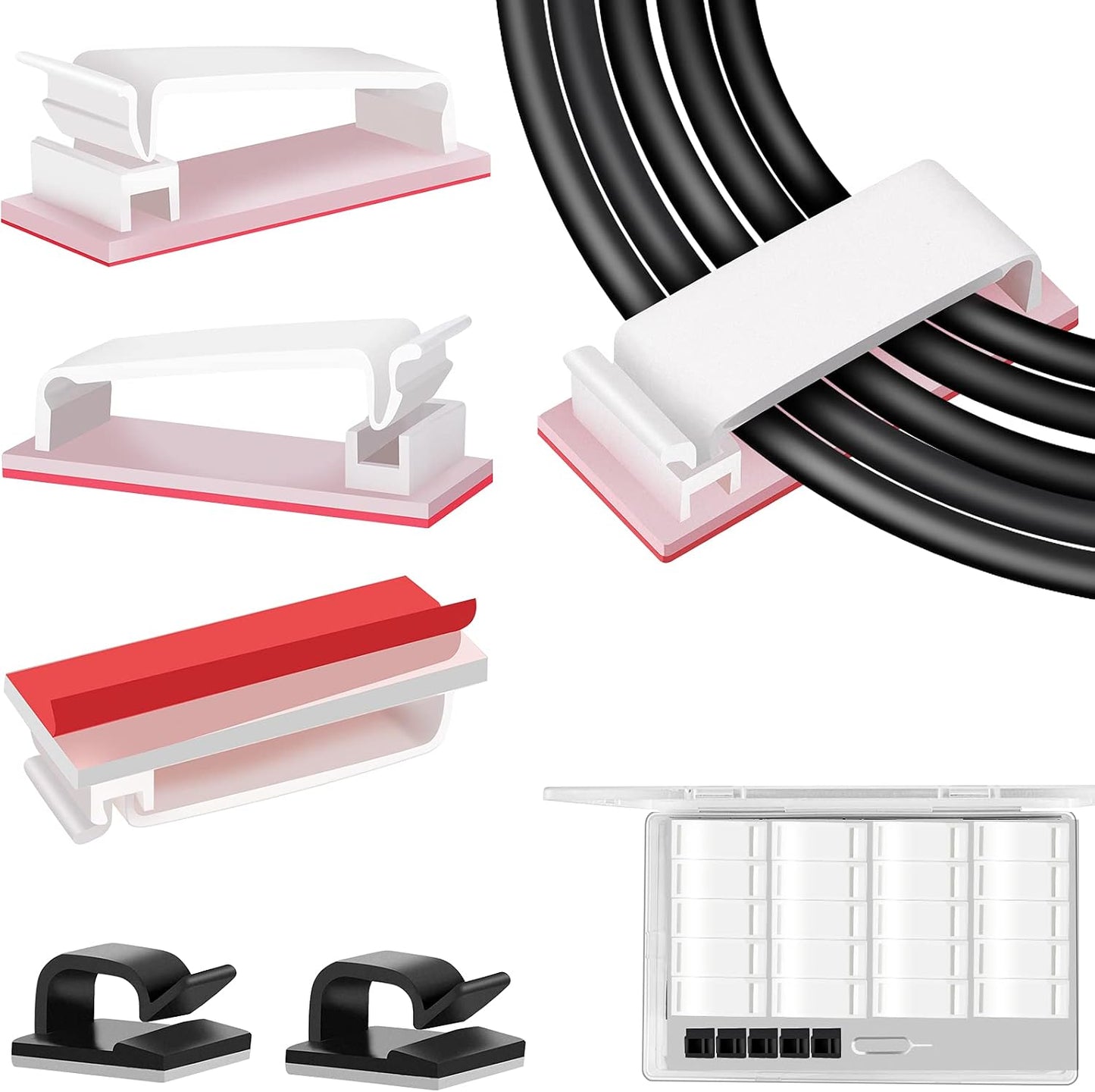 120 PCS Cable Clips, Adhesive Cord Clips for Wires on Wall, Strong Wire Clips Holders Cord Organizer for Cable Management, Christmas Lights, USB, Phone Charger, Cat 6, Car Dash Cam (Small, Black)
