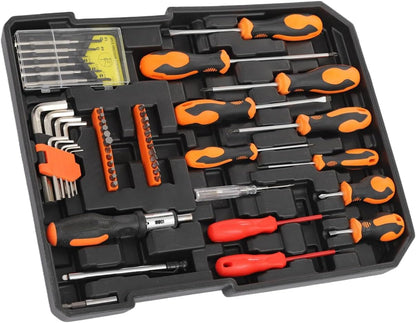 187pcs Trolley Case Tool Set, Carbon Steel Home Repair Kit Household Hand Tool Kit Toolbox Storage Case, Complete Rolling Tool Box for Maintenance Garden Homeowner DIYer Handyman